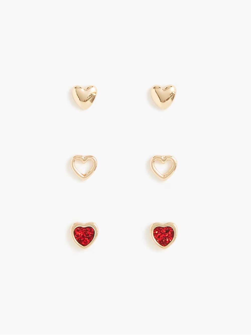Jcrew Girls' heart earrings pack-of-three - NWT